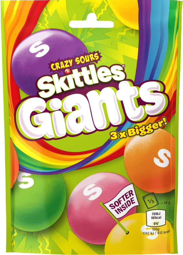 Skittles Giants Crazy Sours 3x Bigger UK