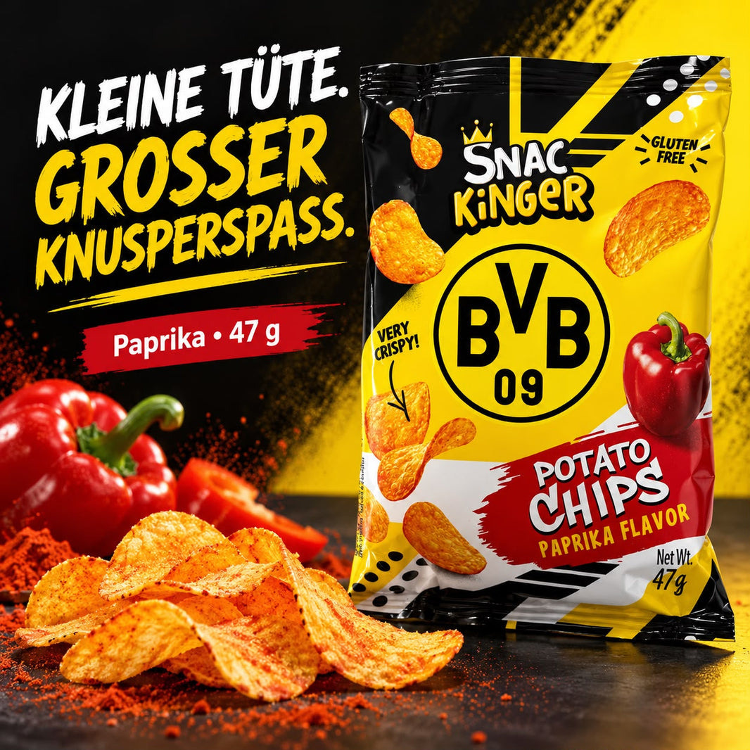 SNAC KINGER BVB 09 Paprika-Chips 47 g – Borussia Dortmund