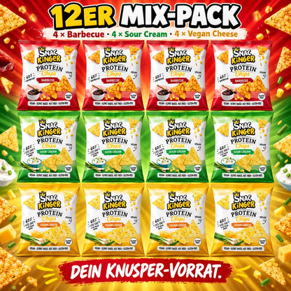 SNAC KINGER Protein Chips – Barbecue, Sour Cream oder Vegan Cheese